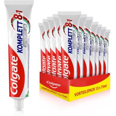 Colgate Zahnpasta Komplett Ultra Weiss 12x75 ml – entfernt Verfärbungen sanft für eine natürliche Zahnaufhellung – kompletter Rundum-Schutz für gesunde Zähne Colgate Zahnpasta Komplett Ultra Weiss 12x75 ml – entfernt Verfärbungen sanft für eine natürliche Zahnaufhellung – kompletter Rundum-Schutz für gesunde Zähne
