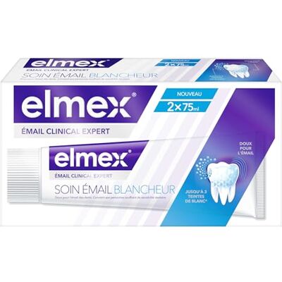 ELMEX Clinical Expert Zahnpasta für Zahnschmelz – Pflege für weißen Zahnschmelz – Schutz des Zahnschmelzes und Vorbeugung von Karies – bis zu 3 Weißtöne – 2 x 75 ml ELMEX Clinical Expert Zahnpasta für Zahnschmelz – Pflege für weißen Zahnschmelz – Schutz des Zahnschmelzes und Vorbeugung von Karies – bis zu 3 Weißtöne – 2 x 75 ml