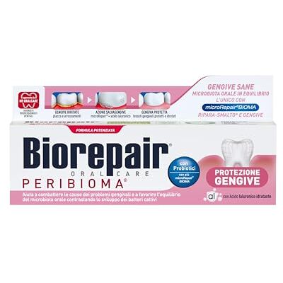 Biorepair , Zahnpasta Zahnfleischschutz Peribiom, 12 Packungen à 75 ml, bekämpft und verhindert Zahnfleischprobleme, mit Probiotika, feuchtigkeitsspendende Hyaluronsäure, ohne Fluorid Biorepair , Zahnpasta Zahnfleischschutz Peribiom, 12 Packungen à 75 ml, bekämpft und verhindert Zahnfleischprobleme, mit Probiotika, feuchtigkeitsspendende Hyaluronsäure, ohne Fluorid