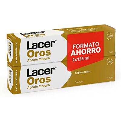Lacer OROS Zahnpasta, 2 x 125 ml, umfassender Mundschutz, dreifache Wirkung, verhindert Blutungen, reduziert die Empfindlichkeit der Zähne, schützt vor Karies Lacer OROS Zahnpasta, 2 x 125 ml, umfassender Mundschutz, dreifache Wirkung, verhindert Blutungen, reduziert die Empfindlichkeit der Zähne, schützt vor Karies