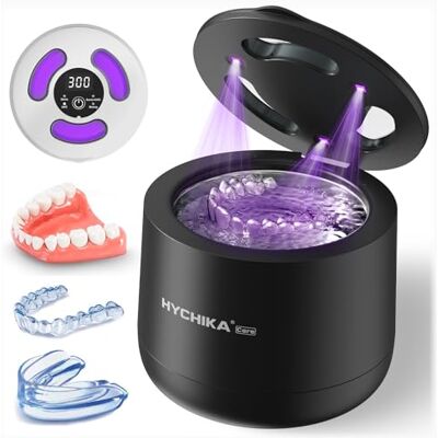 HYCHIKA BETTER TOOLS FOR BETTER LIFE Ultraschallreinigungsgerät Zahnschiene mit UV Sterilisierung,45 kHz Hochfrequenz, 4 Modi UV Zahnschiene Reinigung,200 ml,Zahnreinigungsbehälter,Retainers,Aligner etc.,(Schwarz) HYCHIKA BETTER TOOLS FOR BETTER LIFE Ultraschallreinigungsgerät Zahnschiene mit UV Sterilisierung,45 kHz Hochfrequenz, 4 Modi UV Zahnschiene Reinigung,200 ml,Zahnreinigungsbehälter,Retainers,Aligner etc.,(Schwarz)