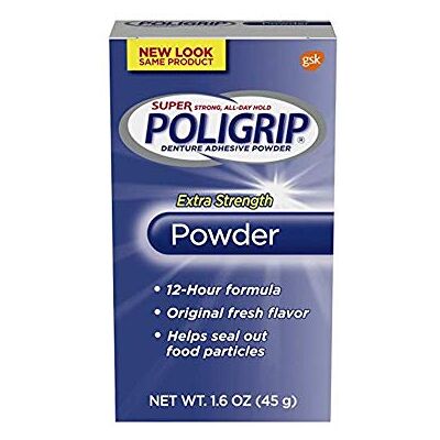 PoliGrip Super Denture Adhesive Powder, Extra Strength, 1.6 oz. by Poligrip PoliGrip Super Denture Adhesive Powder, Extra Strength, 1.6 oz. by Poligrip