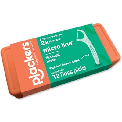 Plackers Micro Mint Zahnseide, Reisepack, perfekte Reisegröße, einfache Lagerung, Zahnpflege unterwegs, frischer Minzgeschmack, 12 Stück Plackers Micro Mint Zahnseide, Reisepack, perfekte Reisegröße, einfache Lagerung, Zahnpflege unterwegs, frischer Minzgeschmack, 12 Stück
