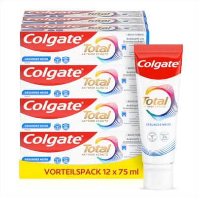 Colgate Zahnpasta Total Gesundes Weiß, für Weiße Zähne, 75 ml Zahncreme für ein weißeres Lächeln, Bietet 12 Stunden Schutz für den gesamten Mundraum, Entfernt wirksam Verfärbungen Colgate Zahnpasta Total Gesundes Weiß, für Weiße Zähne, 75 ml Zahncreme für ein weißeres Lächeln, Bietet 12 Stunden Schutz für den gesamten Mundraum, Entfernt wirksam Verfärbungen