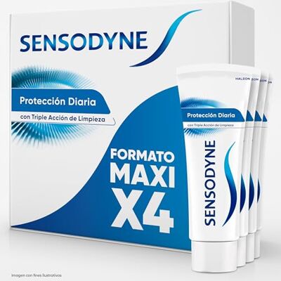 Sensodyne Täglicher Schutz für Zahnpasta, Linderung für empfindliche Zähne, dauerhafter Schutz gegen Zahnempfindlichkeit, 4 x 75 ml Sensodyne Täglicher Schutz für Zahnpasta, Linderung für empfindliche Zähne, dauerhafter Schutz gegen Zahnempfindlichkeit, 4 x 75 ml