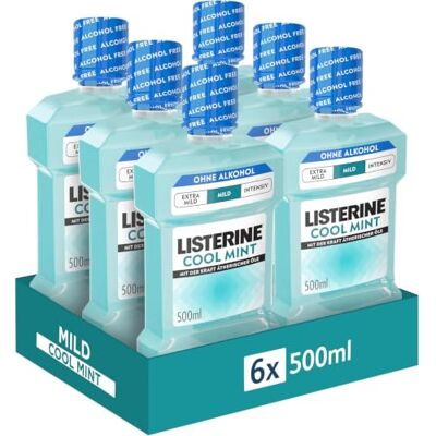 Listerine Cool Mint Mild Mundspülung, 6 x 500 ml Listerine Cool Mint Mild Mundspülung, 6 x 500 ml