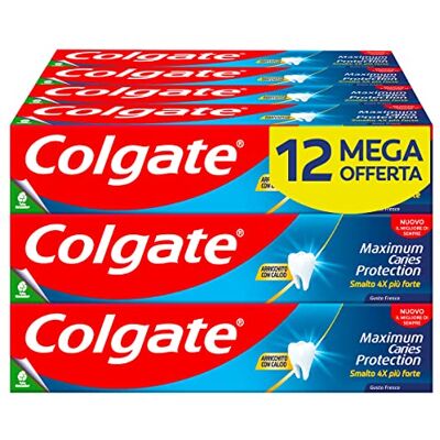 Colgate Maximum Caries Protection 12 Packungen mit 75 ml überlegene Anti-Aging-Technologie*** 4x stärkerer Nagellack Fluorid-Zahnpasta mit Arginin toller Minzgeschmack Colgate Maximum Caries Protection 12 Packungen mit 75 ml überlegene Anti-Aging-Technologie*** 4x stärkerer Nagellack Fluorid-Zahnpasta mit Arginin toller Minzgeschmack