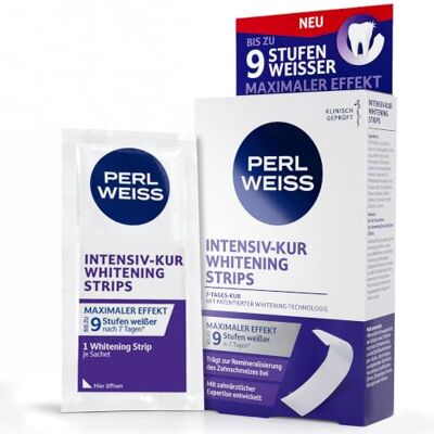 PERLWEISS Intensiv-Kur Whitening Strips bis zu 9 Stufen weißer in 7 Tagen* 7-Tages-Kur mit patentierter Whitening-Technologie, remineralisiert den Zahnschmelz, selbstauflösende Strips PERLWEISS Intensiv-Kur Whitening Strips bis zu 9 Stufen weißer in 7 Tagen* 7-Tages-Kur mit patentierter Whitening-Technologie, remineralisiert den Zahnschmelz, selbstauflösende Strips