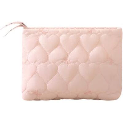 Generic Kosmetiktasche mit Herzmotiv, gesteppt, Nylon, großes Fassungsvermögen, Damen-Kosmetik-Organizer, gesteppt, Herzform, Nylon, großes Fassungsvermögen, for Reisen, Kosmetikkoffer (Rosa) Generic Kosmetiktasche mit Herzmotiv, gesteppt, Nylon, großes Fassungsvermögen, Damen-Kosmetik-Organizer, gesteppt, Herzform, Nylon, großes Fassungsvermögen, for Reisen, Kosmetikkoffer (Rosa)