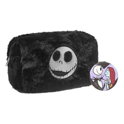 Disney The Nightmare Before Christmas Make-up-Tasche und Spiegel Schwarze Kosmetiktasche fur Damen mit Jack- und Sally-Figuren Reisekosmetiketui und Taschenspiegel fur Erwachsene und Jugendliche Disney The Nightmare Before Christmas Make-up-Tasche und Spiegel Schwarze Kosmetiktasche fur Damen mit Jack- und Sally-Figuren Reisekosmetiketui und Taschenspiegel fur Erwachsene und Jugendliche