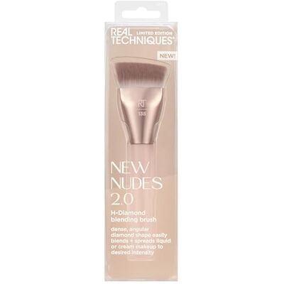 REAL TECHNIQUES New Nudes H-Diamond Blending Brush, Foundation, Contour & Blush Makeup Brush for Seamless Liquid or Cream Coverage, Diamond-Shaped Head, Cruelty-Free, 1 Count REAL TECHNIQUES New Nudes H-Diamond Blending Brush, Foundation, Contour & Blush Makeup Brush for Seamless Liquid or Cream Coverage, Diamond-Shaped Head, Cruelty-Free, 1 Count