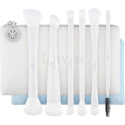 Luvia Cosmetics Reise Make-up Pinsel Set, 7-teilig mit Tasche, 6 vegane Kosmetikpinsel für Foundation, Puder, Concealer & Lidschatten – Blue Horizon Luvia Luvia Cosmetics Reise Make-up Pinsel Set, 7-teilig mit Tasche, 6 vegane Kosmetikpinsel für Foundation, Puder, Concealer & Lidschatten – Blue Horizon Luvia