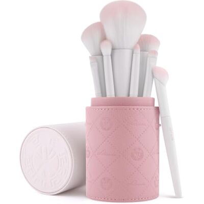 Luvia Cosmetics Make-up Pinselset 9-teilig 8 vegane Pinsel + Leder-Köcher Für Foundation, Puder & Augen-Make-up Ultraweiche Nurai®-Fasern Soft Aura Rosa Weiß LUVIA Luvia Cosmetics Make-up Pinselset 9-teilig 8 vegane Pinsel + Leder-Köcher Für Foundation, Puder & Augen-Make-up Ultraweiche Nurai®-Fasern Soft Aura Rosa Weiß LUVIA