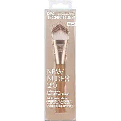REAL TECHNIQUES New Nudes 2.0 Foundation Makeup Brush, Triple-Layered Face Brush for Liquid Foundation & Tinted Moisturizer, Seamless Blending, Cruelty-Free, 1 Count REAL TECHNIQUES New Nudes 2.0 Foundation Makeup Brush, Triple-Layered Face Brush for Liquid Foundation & Tinted Moisturizer, Seamless Blending, Cruelty-Free, 1 Count