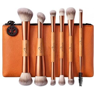 Luvia Cosmetics Reise Make-up Pinsel Set 7-teiliges Schminkpinsel Set mit Tasche 6 vegane Duo Kosmetikpinsel für Foundation, Puder, Concealer, Lidschatten & Augen Duo Voyage Sunset Orange Luvia Luvia Cosmetics Reise Make-up Pinsel Set 7-teiliges Schminkpinsel Set mit Tasche 6 vegane Duo Kosmetikpinsel für Foundation, Puder, Concealer, Lidschatten & Augen Duo Voyage Sunset Orange Luvia