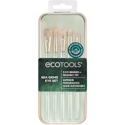 ECOTOOLS Sea Gems Augen-Make-up-Set mit wiederverwendbarer Dose, vegan und tierversuchsfrei, geeignet für flüssige, cremige und pudrige Produkte, 6-teiliges Set ECOTOOLS Sea Gems Augen-Make-up-Set mit wiederverwendbarer Dose, vegan und tierversuchsfrei, geeignet für flüssige, cremige und pudrige Produkte, 6-teiliges Set