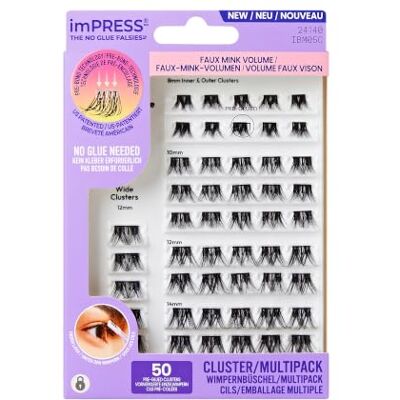 Kiss imPRESS selbstklebende Wimpern Multipack, Faux Mink Volume, 50 selbstklebende Wimpern Kiss imPRESS selbstklebende Wimpern Multipack, Faux Mink Volume, 50 selbstklebende Wimpern