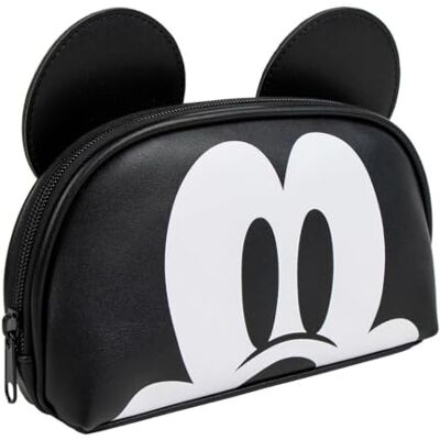Disney Mickey Maus Kulturbeutel, Waschtasche, Kosmetiktasche, Schwarz mit weißem Design, PU-Leder, 23 x 10,5 x 5 cm, Kinder und Erwachsene, Mouse (Schwarz) Disney Mickey Maus Kulturbeutel, Waschtasche, Kosmetiktasche, Schwarz mit weißem Design, PU-Leder, 23 x 10,5 x 5 cm, Kinder und Erwachsene, Mouse (Schwarz)
