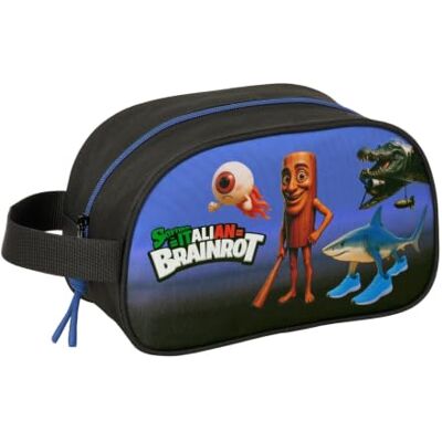 safta Brainrot Schul-Kulturbeutel, Trolley-kompatibel, 1 seitlicher Tragegriff, Hauptfach mit Reißverschluss, Maße: 26 x 12 x 15 cm safta Brainrot Schul-Kulturbeutel, Trolley-kompatibel, 1 seitlicher Tragegriff, Hauptfach mit Reißverschluss, Maße: 26 x 12 x 15 cm