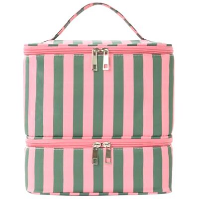 Generic Gestreifte Kosmetiktasche mit separaten Fächern for Maniküre (Grün-Rosa) (Stil 1) Generic Gestreifte Kosmetiktasche mit separaten Fächern for Maniküre (Grün-Rosa) (Stil 1)