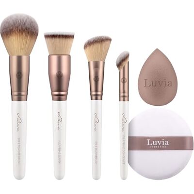 Luvia Cosmetics Make-up Pinselset Complete Face Vegane Schminkpinsel für Powder, Buffer, Blush & Concealer + Beauty Sponge & Puff Für Foundation & Puder LUVIA Luvia Cosmetics Make-up Pinselset Complete Face Vegane Schminkpinsel für Powder, Buffer, Blush & Concealer + Beauty Sponge & Puff Für Foundation & Puder LUVIA