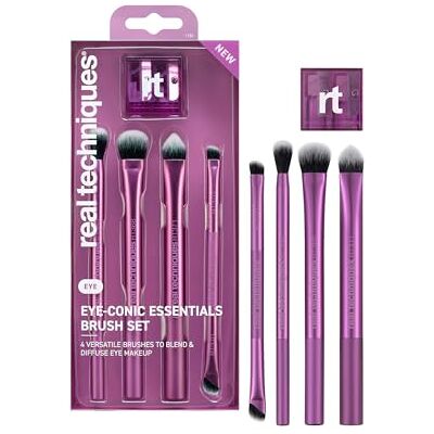 REAL TECHNIQUES Eye-Conic Essentials Make-up-Pinsel-Set, 5-teiliges Lidschatten-, Misch- und Linerpinsel-Set für komplette Augen-Looks von natürlich bis glamourös, weiche Borsten, tierversuchsfrei REAL TECHNIQUES Eye-Conic Essentials Make-up-Pinsel-Set, 5-teiliges Lidschatten-, Misch- und Linerpinsel-Set für komplette Augen-Looks von natürlich bis glamourös, weiche Borsten, tierversuchsfrei