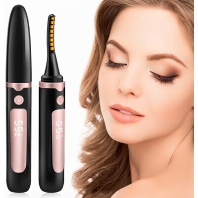 GlasFlength Beheizbare Wimpernzange, Elektrische Beheizte Eyelash Curler USB-C Wiederaufladbare Schnelles Aufheizen Wimpernbürste Anti-Verbrennung mit 4 Temperaturmodi für alle Wimpern (Schwarz) GlasFlength Beheizbare Wimpernzange, Elektrische Beheizte Eyelash Curler USB-C Wiederaufladbare Schnelles Aufheizen Wimpernbürste Anti-Verbrennung mit 4 Temperaturmodi für alle Wimpern (Schwarz)