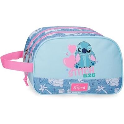 Disney Joumma Stitch Hearts Kosmetiktasche mit Zwei Fächern, anpassbar, blau, 26 x 16 x 11 cm, Polyester Disney Joumma Stitch Hearts Kosmetiktasche mit Zwei Fächern, anpassbar, blau, 26 x 16 x 11 cm, Polyester