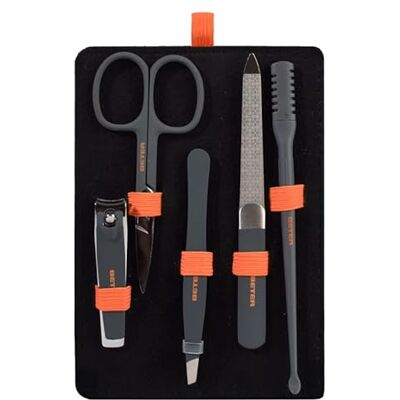 Beter – Reise-Pflegeset, Level Up Collection, Basisset mit Nasenhaarschneider, Maniküre-Werkzeugen aus Edelstahl, Pinzette und kompakter, leichter Kulturtasche, Orange Beter – Reise-Pflegeset, Level Up Collection, Basisset mit Nasenhaarschneider, Maniküre-Werkzeugen aus Edelstahl, Pinzette und kompakter, leichter Kulturtasche, Orange