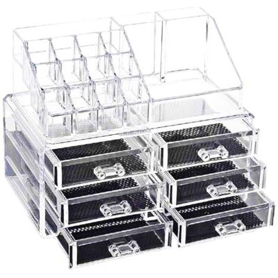 Globly Kosmetikbox mit 6 Schubladen aus Kunststoff Globly Kosmetikbox mit 6 Schubladen aus Kunststoff