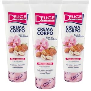 Delice Feuchtigkeitsspendende Körpercreme mit Mandelblüten, für normale Haut, mit Vitamin E und Glycerin, 3 Stück x 250 ml Delice Feuchtigkeitsspendende Körpercreme mit Mandelblüten, für normale Haut, mit Vitamin E und Glycerin, 3 Stück x 250 ml