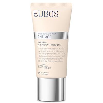 EUBOS ANTI AGE Hyaluron Anti Pigment Handcreme 50ml Für jünger wirkende Hände, Mit UV-Schutz, Strafft und spendet Feuchtigkeit, Hautverträglichkeit dermatologisch bestätigt EUBOS ANTI AGE Hyaluron Anti Pigment Handcreme 50ml Für jünger wirkende Hände, Mit UV-Schutz, Strafft und spendet Feuchtigkeit, Hautverträglichkeit dermatologisch bestätigt