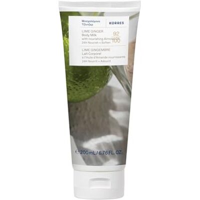 KORRES LIME GINGER Bodymilk mit pflegendem Mandelöl, pflegende Hautcreme mit zitrischem Limtettenduft & Ingwernoten, für 24h Pflege+Geschmeidigkeit, vegan, silikon- und parabenfrei, 200 ml KORRES LIME GINGER Bodymilk mit pflegendem Mandelöl, pflegende Hautcreme mit zitrischem Limtettenduft & Ingwernoten, für 24h Pflege+Geschmeidigkeit, vegan, silikon- und parabenfrei, 200 ml