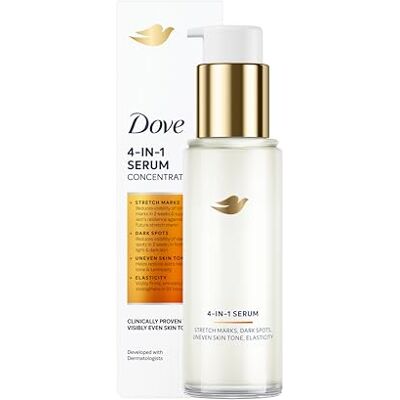 Dove Straffende Körperlotion 4-in-1, Bei Haut mit Dehnungsstreifen, Für Elastischere Haut, Weniger Sichtbare Dehnungsstreifen, Reduzierte dunkle Flecken, Mit Tone Balance Complex + Niacinamid, 100 ml Dove Straffende Körperlotion 4-in-1, Bei Haut mit Dehnungsstreifen, Für Elastischere Haut, Weniger Sichtbare Dehnungsstreifen, Reduzierte dunkle Flecken, Mit Tone Balance Complex + Niacinamid, 100 ml