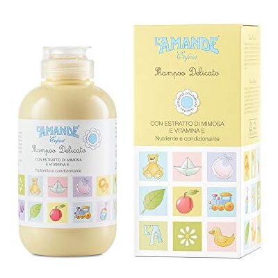 L'Amande – Baby- und Neugeborenenshampoo mit Vitamin E und Mimosenextrakt, zartes und feuchtigkeitsspendendes Baby-Reinigungsgel für empfindliche Haut, Flüssigseife für weiches und samtiges Haar L'Amande – Baby- und Neugeborenenshampoo mit Vitamin E und Mimosenextrakt, zartes und feuchtigkeitsspendendes Baby-Reinigungsgel für empfindliche Haut, Flüssigseife für weiches und samtiges Haar