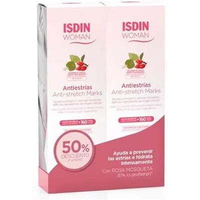 ISDIN Woman Anti-Dehnungsstreifen, Pack Duplo Körpercreme zur Vorbeugung und Glättung von Dehnungsstreifen (Schwangere, Sportler, Diäten, Jugendliche), schnelle Absorption, 2 x 250 ml ISDIN Woman Anti-Dehnungsstreifen, Pack Duplo Körpercreme zur Vorbeugung und Glättung von Dehnungsstreifen (Schwangere, Sportler, Diäten, Jugendliche), schnelle Absorption, 2 x 250 ml