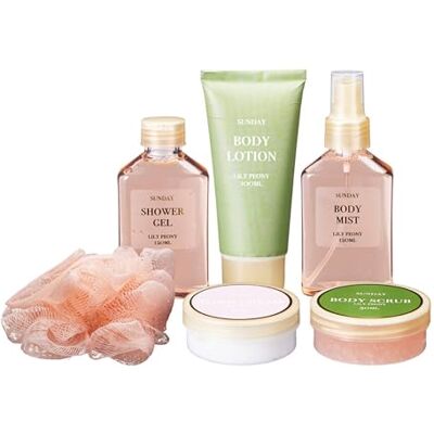 WELL HOME MOBILIARIO & DECORACIÓN Badeset mit 6 Stück in Kosmetiktasche Gel, Nebel, Lotion, Handcreme, Peeling und Sitzsack, 18 x 7 x 22 cm WELL HOME MOBILIARIO & DECORACIÓN Badeset mit 6 Stück in Kosmetiktasche Gel, Nebel, Lotion, Handcreme, Peeling und Sitzsack, 18 x 7 x 22 cm