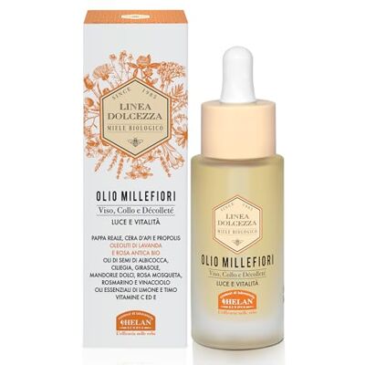 Helan Linea Dolcezza – Gesichtsöl und Körperöl Millefiori, Öl für Gesicht, Hals und Dekolleté, Feuchtigkeitsspendend und Anti-Aging, mit Bienenwachs und Propolis Skincare, Made in Italy, 30 ml Helan Linea Dolcezza – Gesichtsöl und Körperöl Millefiori, Öl für Gesicht, Hals und Dekolleté, Feuchtigkeitsspendend und Anti-Aging, mit Bienenwachs und Propolis Skincare, Made in Italy, 30 ml