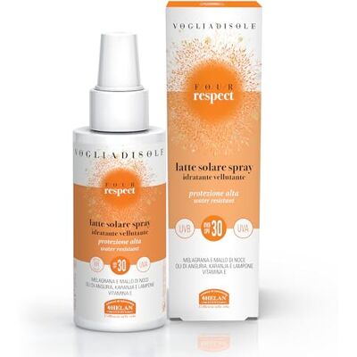 Helan , Vogliadisole Respect – Sonnencreme 30 Spray, Hoher Sonnenschutz 30 gegen Erythem und Sonnenbrand, Duftende feuchtigkeitsspendende wasserfeste Körpercreme mit Vitamin E gegen UVA-/UVB, 150 ml Helan , Vogliadisole Respect – Sonnencreme 30 Spray, Hoher Sonnenschutz 30 gegen Erythem und Sonnenbrand, Duftende feuchtigkeitsspendende wasserfeste Körpercreme mit Vitamin E gegen UVA-/UVB, 150 ml