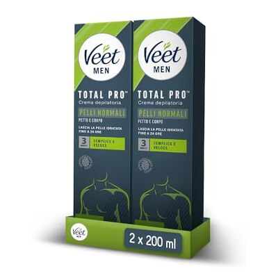 Veet Men Enthaarungscreme für Herren, Brust und Körper für normale Haut, dermatologisch getestet, wirksam nach 5 Minuten, 400 ml (2 x 200 ml) Veet Men Enthaarungscreme für Herren, Brust und Körper für normale Haut, dermatologisch getestet, wirksam nach 5 Minuten, 400 ml (2 x 200 ml)