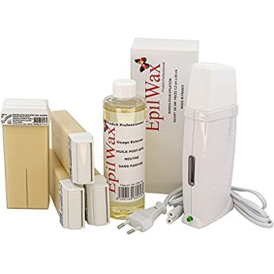 EpilWax Royal Complete Epilation Kit mit: Professionellem Wachswärmer 4 Roll-On Wachs 100 ml Vanille, 100 Epilierstreifen, 1 Flasche mit 250 ml Öl nach der Epilation (Royal Serie Vanille 4) EpilWax Royal Complete Epilation Kit mit: Professionellem Wachswärmer 4 Roll-On Wachs 100 ml Vanille, 100 Epilierstreifen, 1 Flasche mit 250 ml Öl nach der Epilation (Royal Serie Vanille 4)