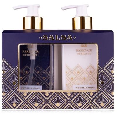 accentra SALSA ESSENCE OF BEAUTY Handpflegeset Geschenkset für Frauen mit 270ml Handseife und 270ml Handcreme & Nagelcreme im ansprechenden Seifenspender, pflegende Geschenkidee, Duft: White Tea & Neroli accentra SALSA ESSENCE OF BEAUTY Handpflegeset Geschenkset für Frauen mit 270ml Handseife und 270ml Handcreme & Nagelcreme im ansprechenden Seifenspender, pflegende Geschenkidee, Duft: White Tea & Neroli