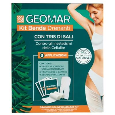 Geomar Kit Drainage Bandagen, gegen Cellulite Unvollkommenheiten, 95% Natürlichen Ursprungs mit drei Salzen (Marine, Epsom, Totes Meer), Made in Italy, 140 ml x 3 Anwendungen Geomar Kit Drainage Bandagen, gegen Cellulite Unvollkommenheiten, 95% Natürlichen Ursprungs mit drei Salzen (Marine, Epsom, Totes Meer), Made in Italy, 140 ml x 3 Anwendungen