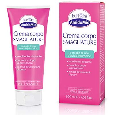 Euphidra – AmidoMio Körpercreme gegen Dehnungsstreifen, feuchtigkeitsspendende Wirkung mit Reisöl und Hyaluronsäure, beugt der Bildung von Dehnungsstreifen vor, Flasche 200 ml Euphidra – AmidoMio Körpercreme gegen Dehnungsstreifen, feuchtigkeitsspendende Wirkung mit Reisöl und Hyaluronsäure, beugt der Bildung von Dehnungsstreifen vor, Flasche 200 ml