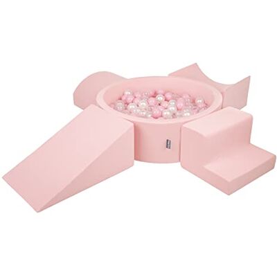 KiddyMoon Spielplatz Aus Schaumstoff Mit Rund Bällebad (300 Bälle) Ballgruben Für Babys Spielbad Hindernisläufen, Hergestellt In Der EU, Pink:Puderrosa/Perle/Transparent KiddyMoon Spielplatz Aus Schaumstoff Mit Rund Bällebad (300 Bälle) Ballgruben Für Babys Spielbad Hindernisläufen, Hergestellt In Der EU, Pink:Puderrosa/Perle/Transparent