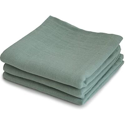 mushie Musselin-Baby-Tücher, 100% Bio-Baumwolle, 59,7 x 59,7 cm, römisches Grün, 3er-Pack mushie Musselin-Baby-Tücher, 100% Bio-Baumwolle, 59,7 x 59,7 cm, römisches Grün, 3er-Pack