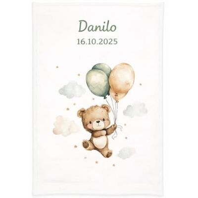 Wolimbo Babydecke 75x100cm Motiv Ballon Teddy personalisierbar Krabbeldecke mit Wunsch Name/Motiv Kinderdecke Geschenk zur Taufe, Geburt, Geburtstag Wolimbo Babydecke 75x100cm Motiv Ballon Teddy personalisierbar Krabbeldecke mit Wunsch Name/Motiv Kinderdecke Geschenk zur Taufe, Geburt, Geburtstag