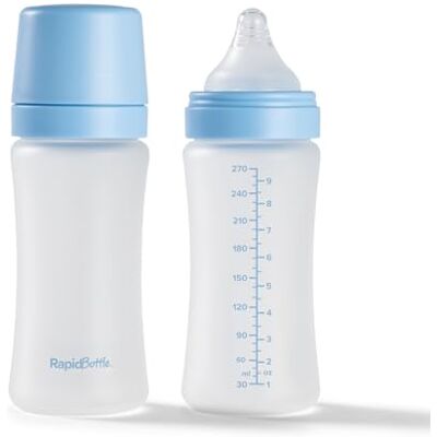 Nuby RapidBottle Anti-Colic Glas-Fütterflaschen – Rapid Bottle mit silikonbeschichteten Glasflaschen mit brustähnlichem Sauger, schnelle Fütterung, kein Mikroplastik, schnell sterilisierend, 266 ml Nuby RapidBottle Anti-Colic Glas-Fütterflaschen – Rapid Bottle mit silikonbeschichteten Glasflaschen mit brustähnlichem Sauger, schnelle Fütterung, kein Mikroplastik, schnell sterilisierend, 266 ml