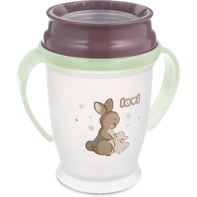 LOVI 360° Trinklernbecher Night&Day, Leuchtet im Dunkeln, Trinken wie aus einem Glas, ohne Verschütten, Antibakterieller Mundstückschutz, Ergonomische Griffe (Rabbit Rosa) LOVI 360° Trinklernbecher Night&Day, Leuchtet im Dunkeln, Trinken wie aus einem Glas, ohne Verschütten, Antibakterieller Mundstückschutz, Ergonomische Griffe (Rabbit Rosa)