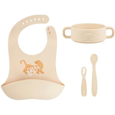 Babymoov Baby Geschirrset Mini Roar ab 4 Monate 4er Set Silikon, Baby Lätzchen, 2x Babylöffel, Schüssel, BPA-frei, Spülmaschinenfest Babymoov Baby Geschirrset Mini Roar ab 4 Monate 4er Set Silikon, Baby Lätzchen, 2x Babylöffel, Schüssel, BPA-frei, Spülmaschinenfest